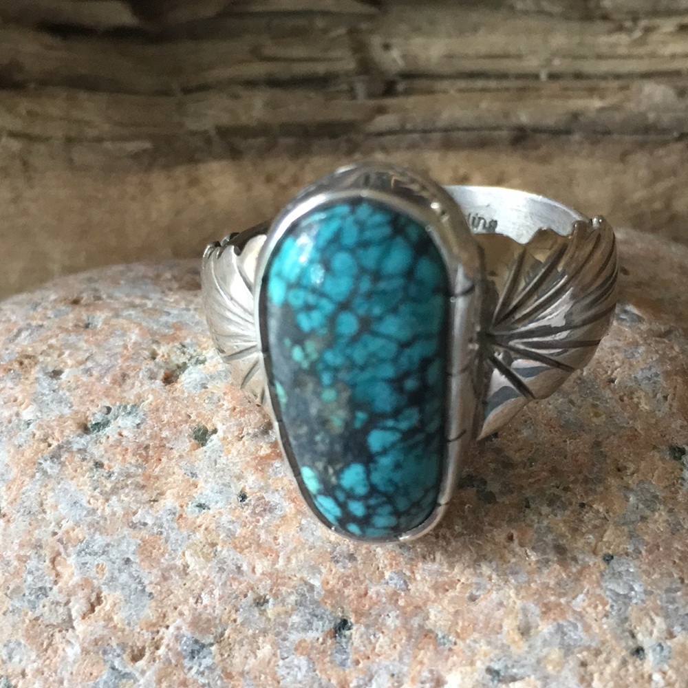 SOLD Vintage Navajo Native Turquoise Ring 11 1/4 - Picture 6 of 11